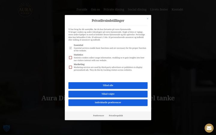 Snímek obrazovky aura-dining.dk