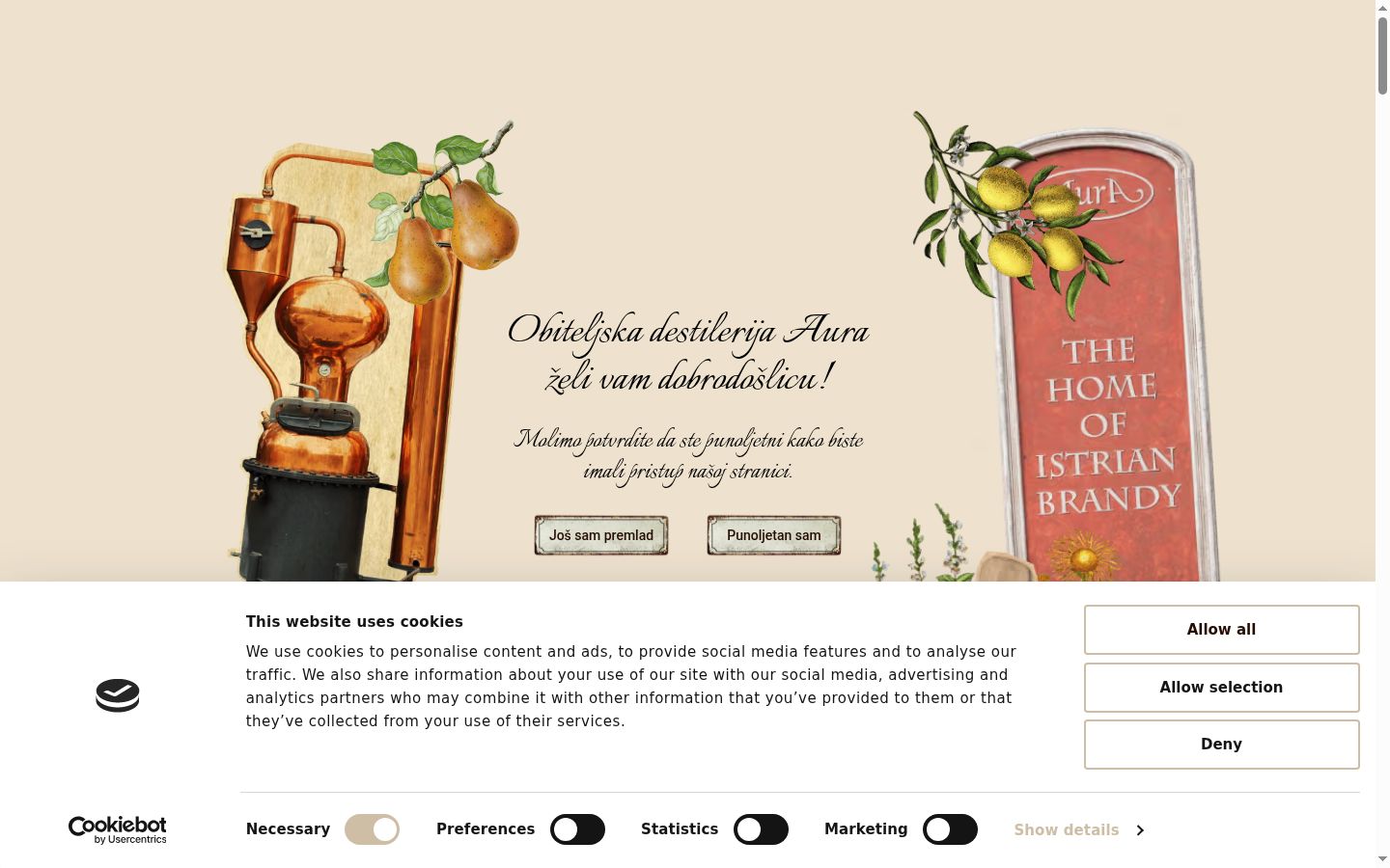 Screenshot del banner di consenso mostrato prima di qualsiasi interazione