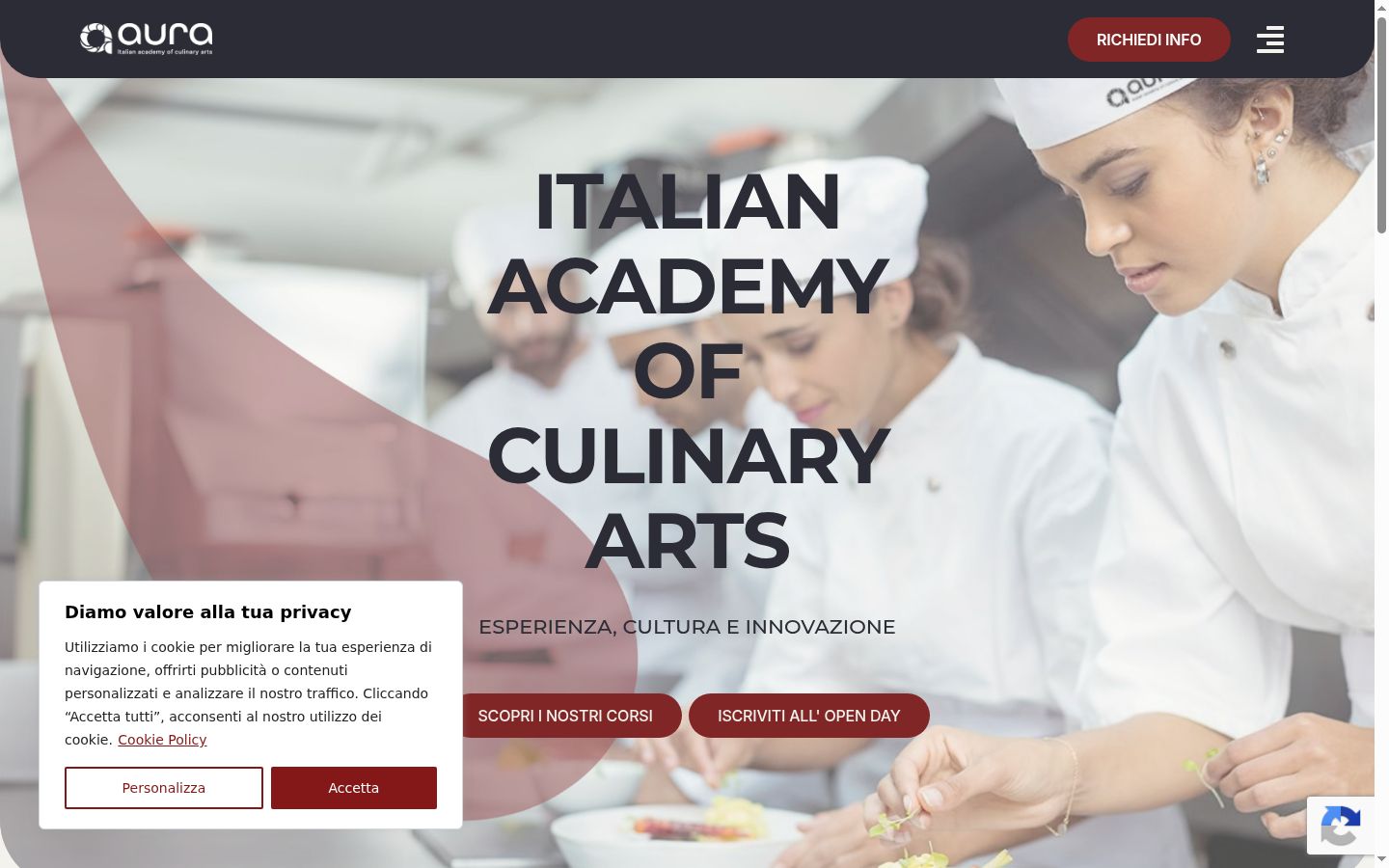 Screenshot del banner di consenso mostrato prima di qualsiasi interazione