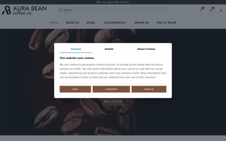 Screenshot of aurabean.co.za