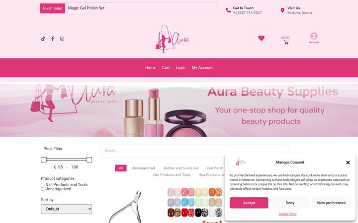 Ekrano kopija aurabeautysupplies.com