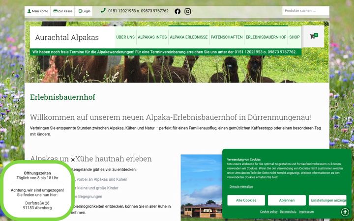 Screenshot di aurachtal-alpakas.de