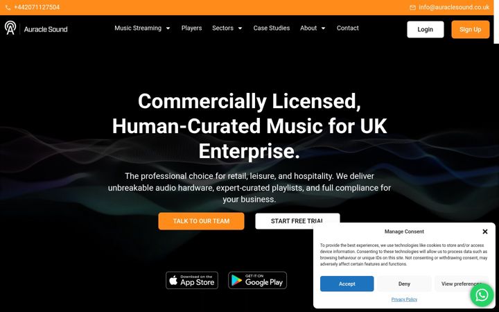 Screenshot of auraclesound.co.uk