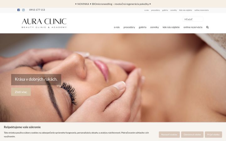 Screenshot von auraclinic.sk