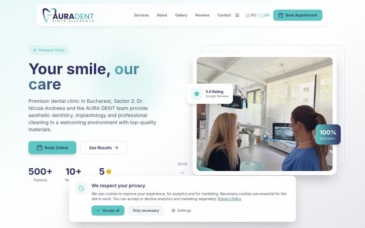 Screenshot of auradent.eu