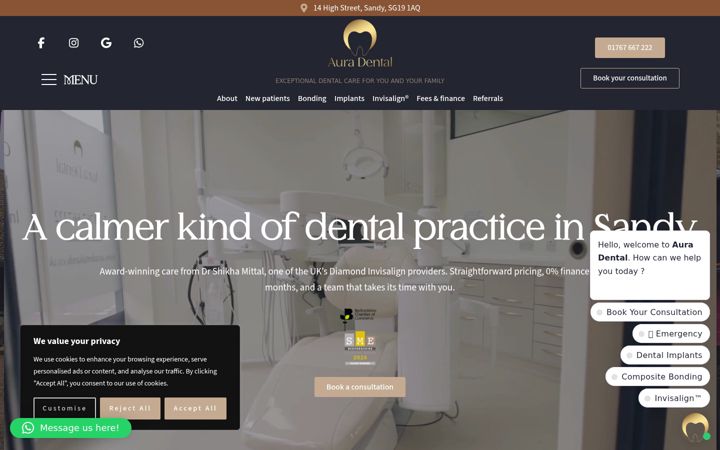 Skærmbillede af auradentalsandy.co.uk