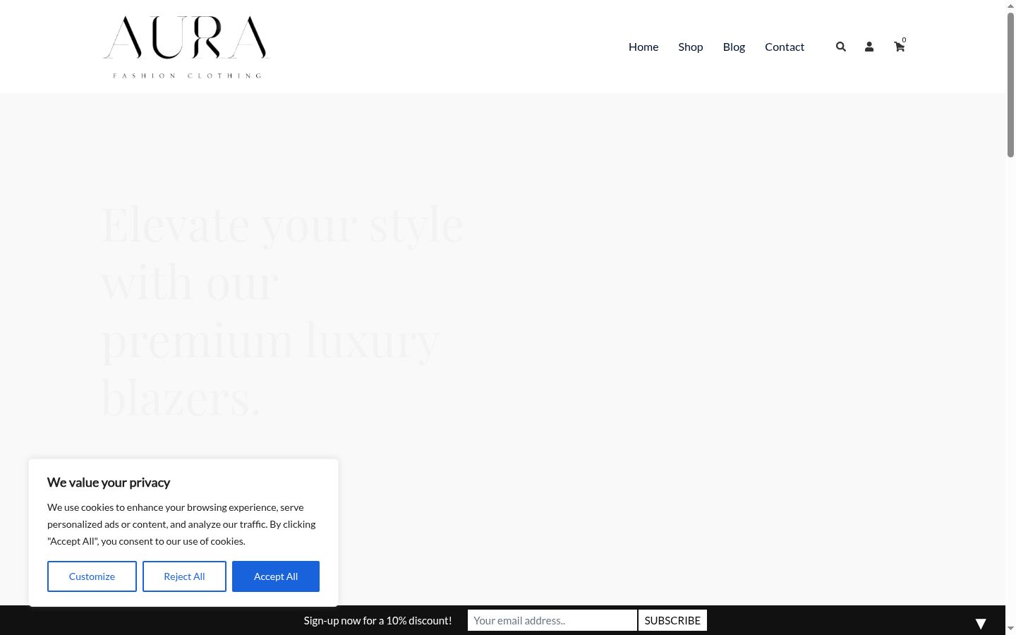 Screenshot del banner di consenso mostrato prima di qualsiasi interazione