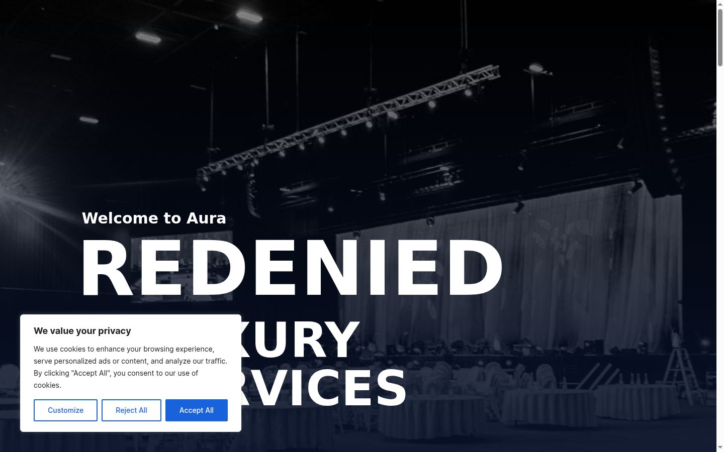 Captura de ecrã do banner de consentimento apresentado antes de qualquer interação
