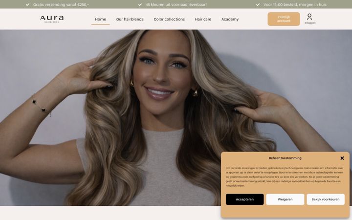 Skærmbillede af aurahairblends.com
