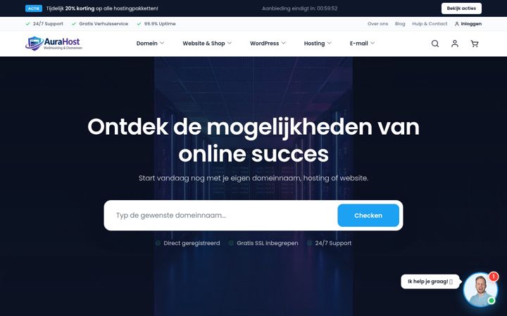 Screenshot of aurahost.nl