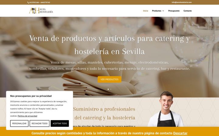 Screenshot of aurahosteleria.com