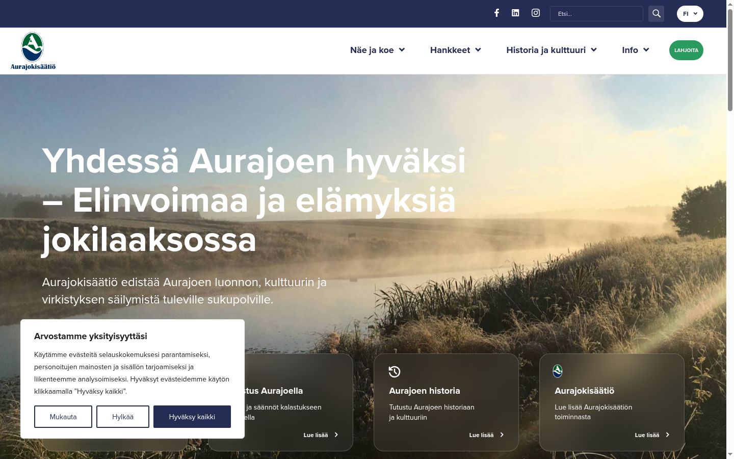 Skærmbillede af samtykkebanneret, som det blev vist før nogen interaktion