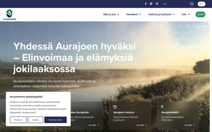 Screenshot of aurajoki.net
