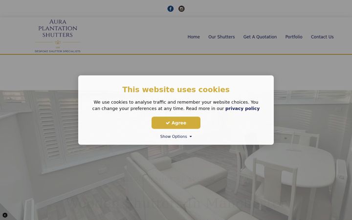 Screenshot of auraplantationshutters.co.uk