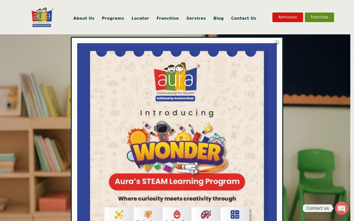 Screenshot van aurapreschools.com