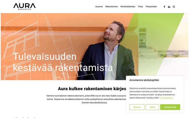 Skærmbillede af aurarakennus.fi