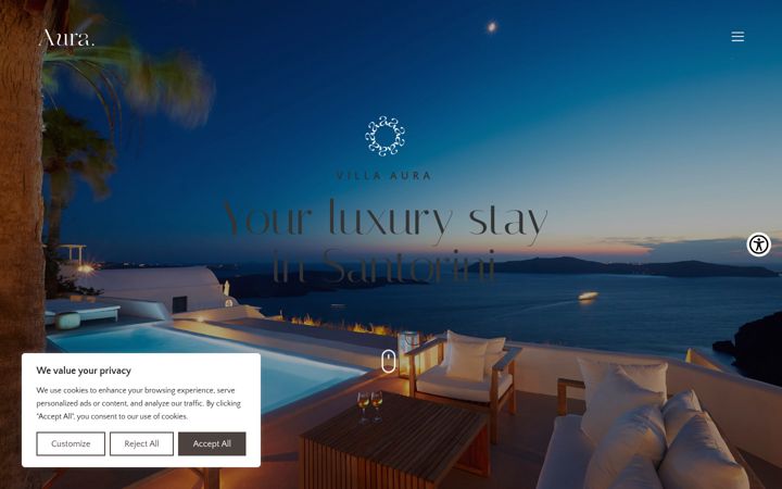 Screenshot of aurasantorini.com