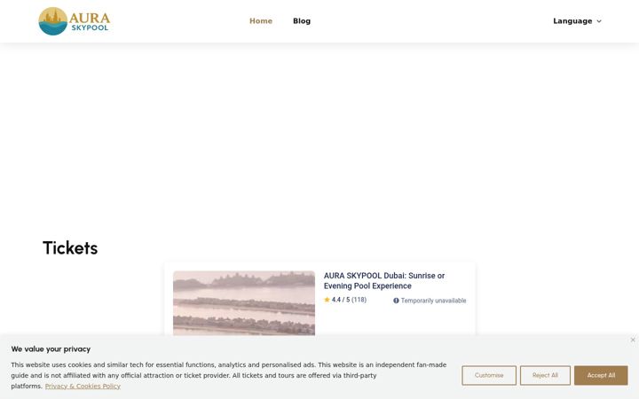 Screenshot van auraskypool.org