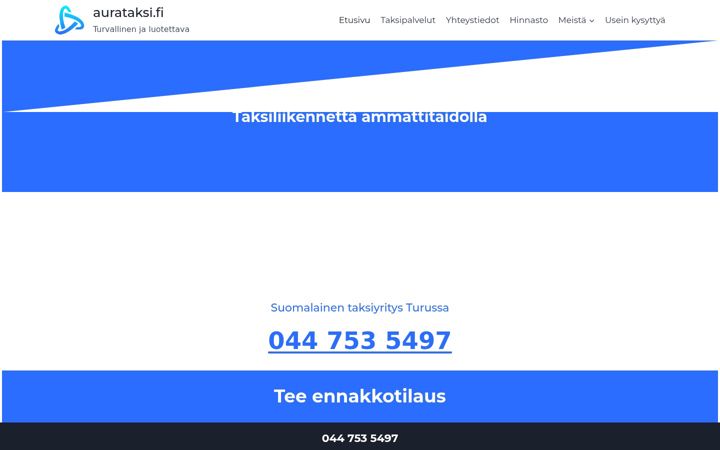 Screenshot van aurataksi.fi