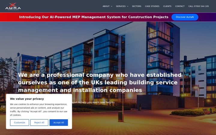 Screenshot of auratechnicalservices.co.uk