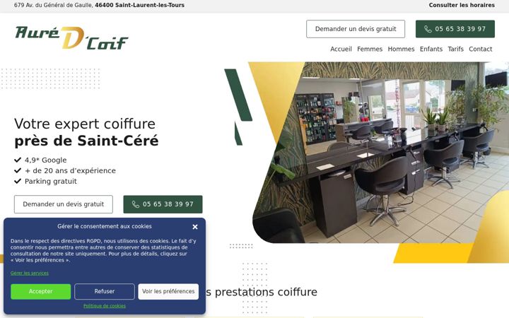 Screenshot of aure-d-coiff.fr