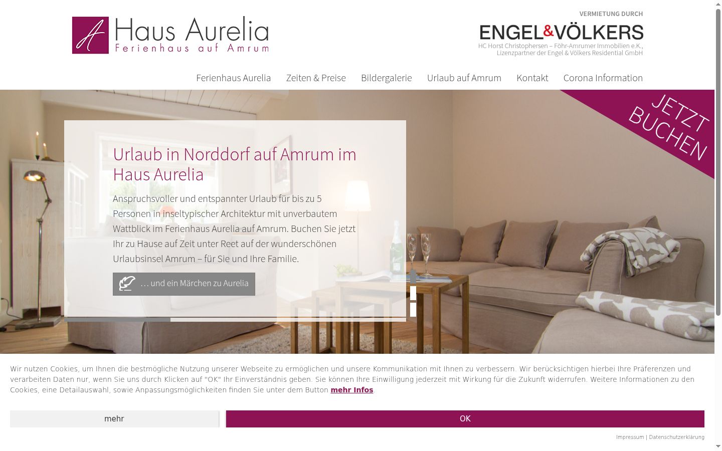 Screenshot des Einwilligungsbanners vor jeglicher Interaktion