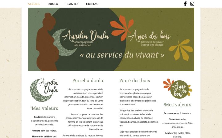 Ekraanipilt saidist aureliadoula.fr