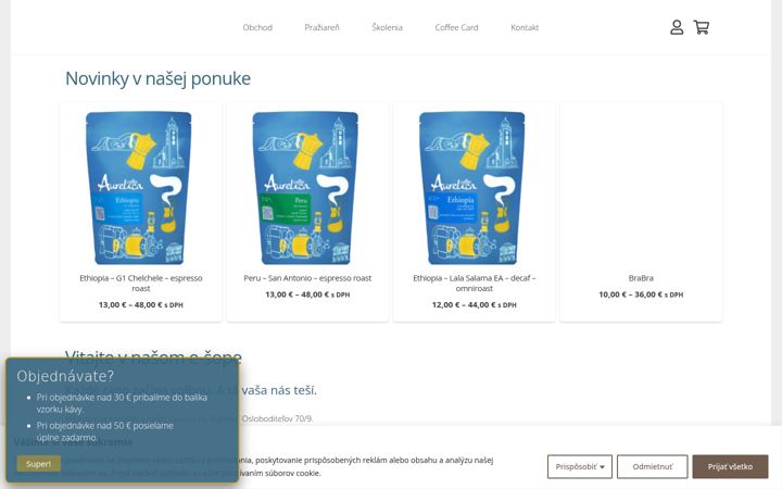 Screenshot of aurelica.coffee
