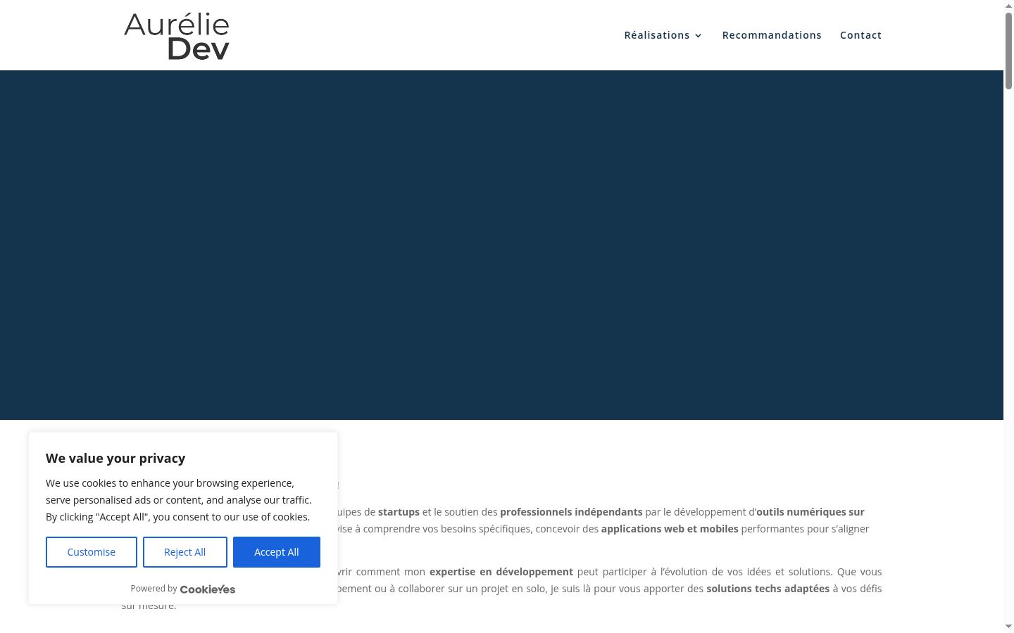 Screenshot of the consent banner shown before any interaction