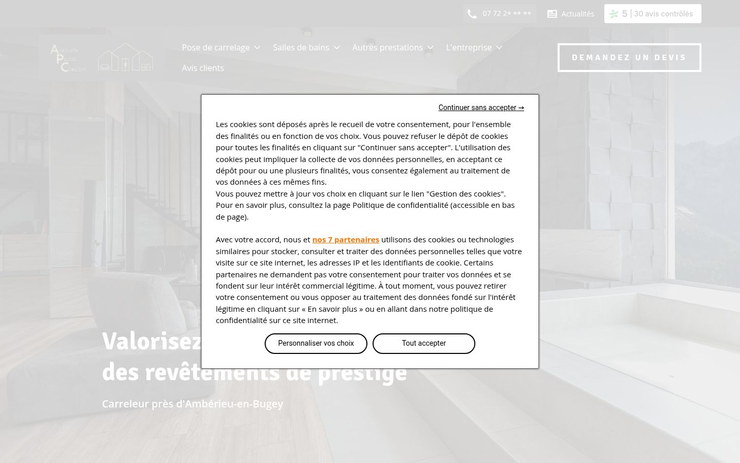 Captura de ecrã do banner de consentimento apresentado antes de qualquer interação