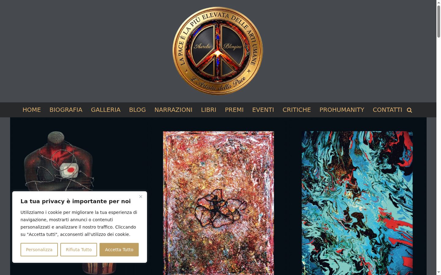 Screenshot del banner di consenso mostrato prima di qualsiasi interazione