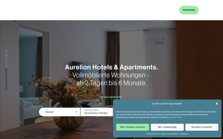 Screenshot of aurelion-apartments.de