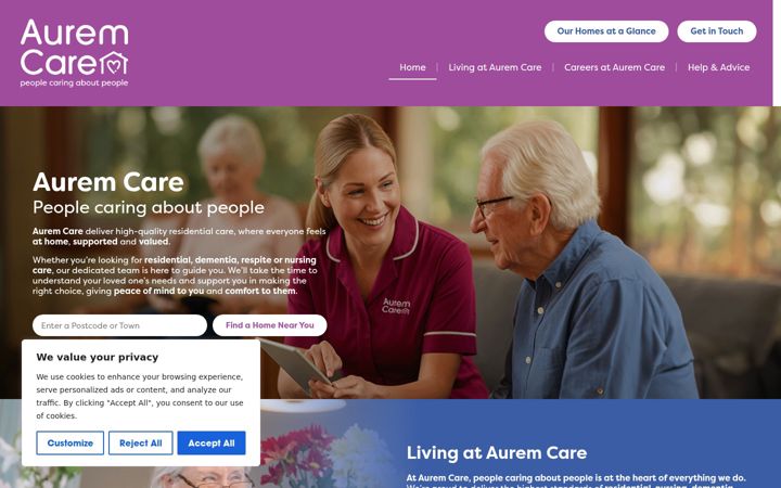 Ekrānuzņēmums no aurem-care.com