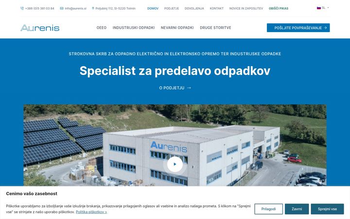 Екранна снимка на aurenis.si
