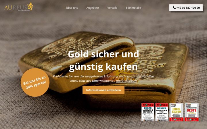 Screenshot ta' aureus-gold.de