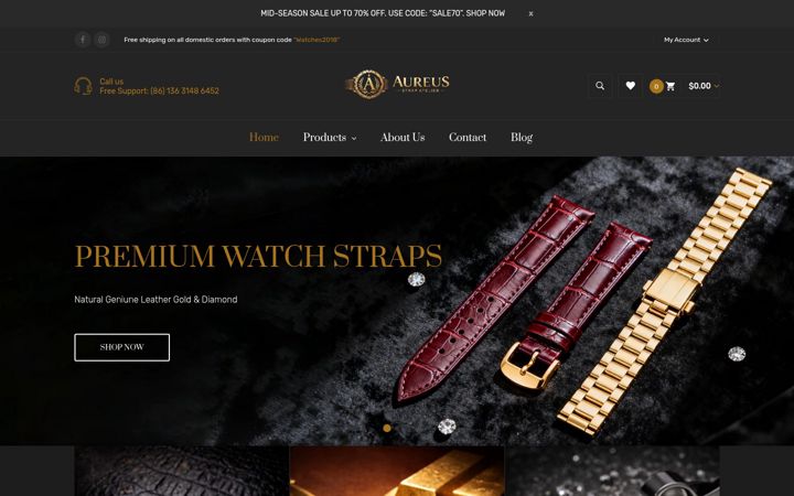 Screenshot of aureus-strap.com