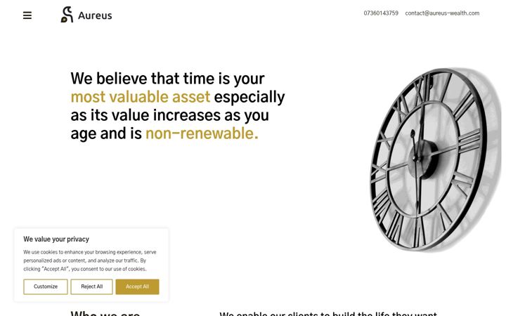 Screenshot of aureus-wealth.com