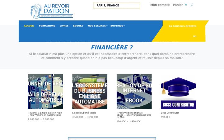 Zrzut ekranu aurevoirpatron.com