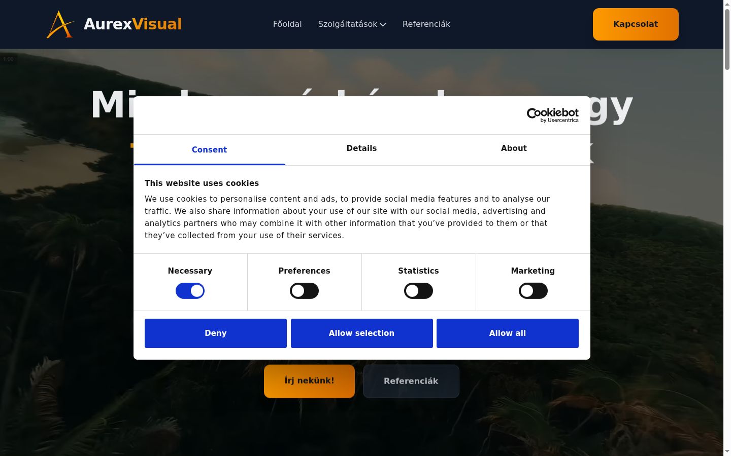 Screenshot del banner di consenso mostrato prima di qualsiasi interazione