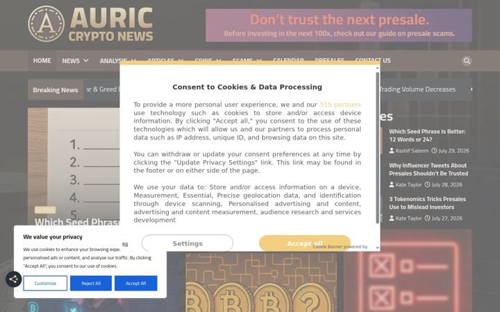 Screenshot of auriccrypto.com