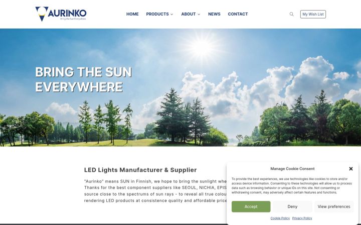 Screenshot von aurinko-led.com