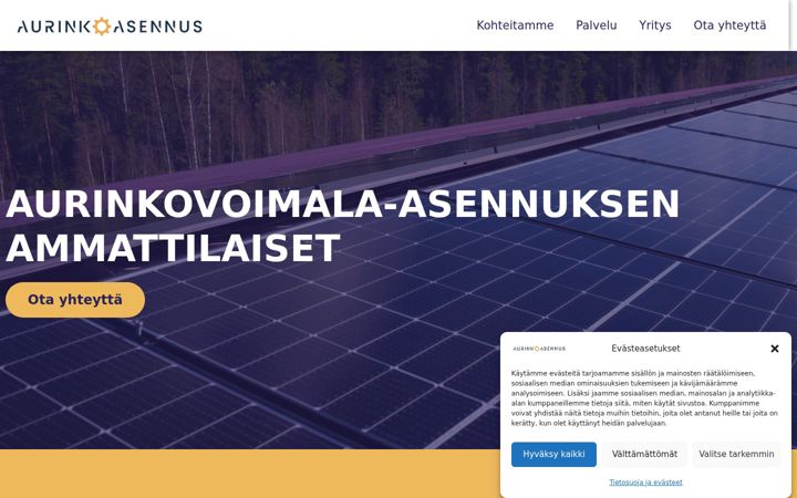 Captura de pantalla de aurinkoasennus.fi