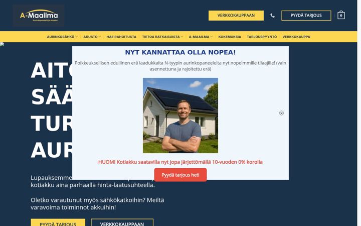 Screenshot of aurinkomaailma.fi