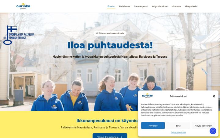 Screenshot van aurinkopalvelut.fi