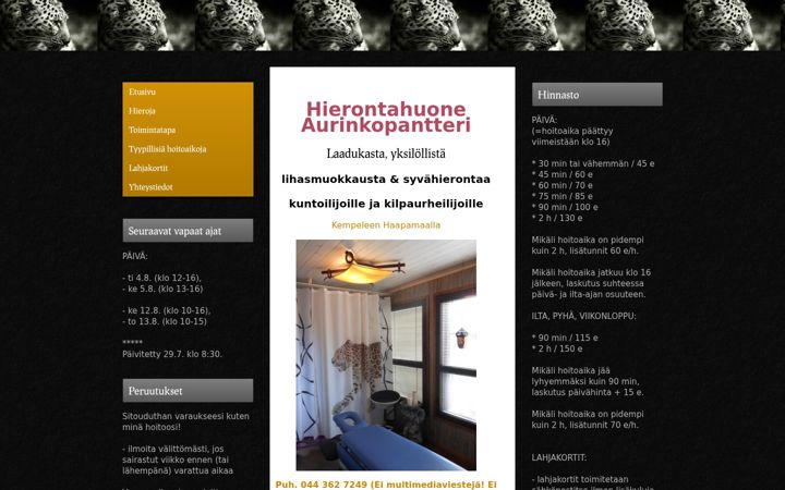Screenshot of aurinkopantteri.com