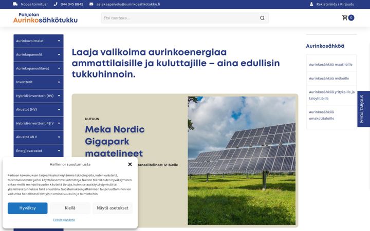 Screenshot of aurinkosahkotukku.fi