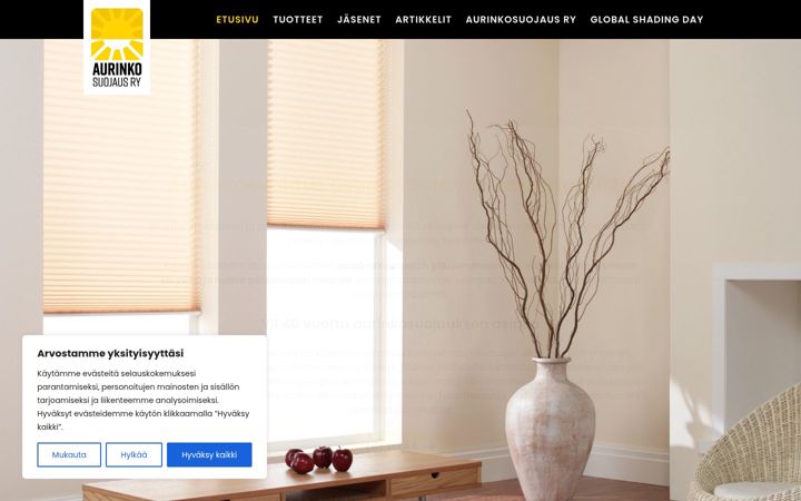 Screenshot van aurinkosuojaus.fi