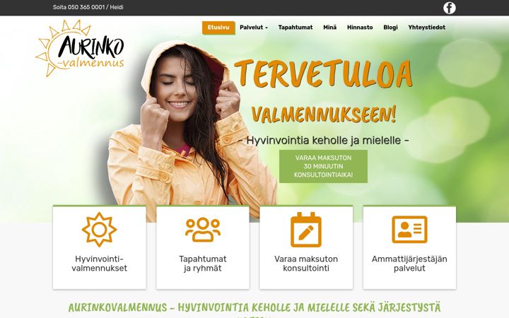 Screenshot of aurinkovalmennus.fi