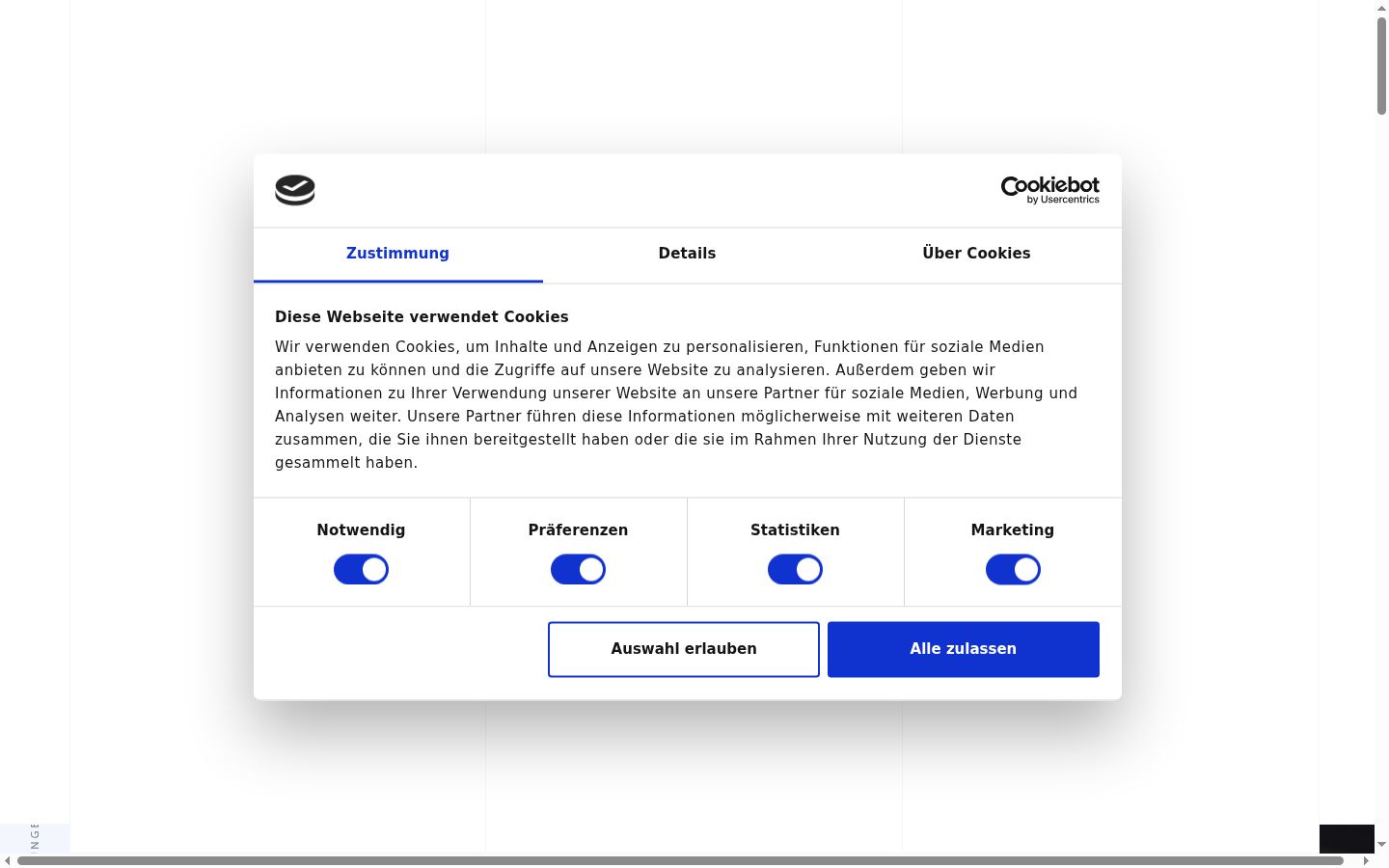 Screenshot of the consent banner shown before any interaction