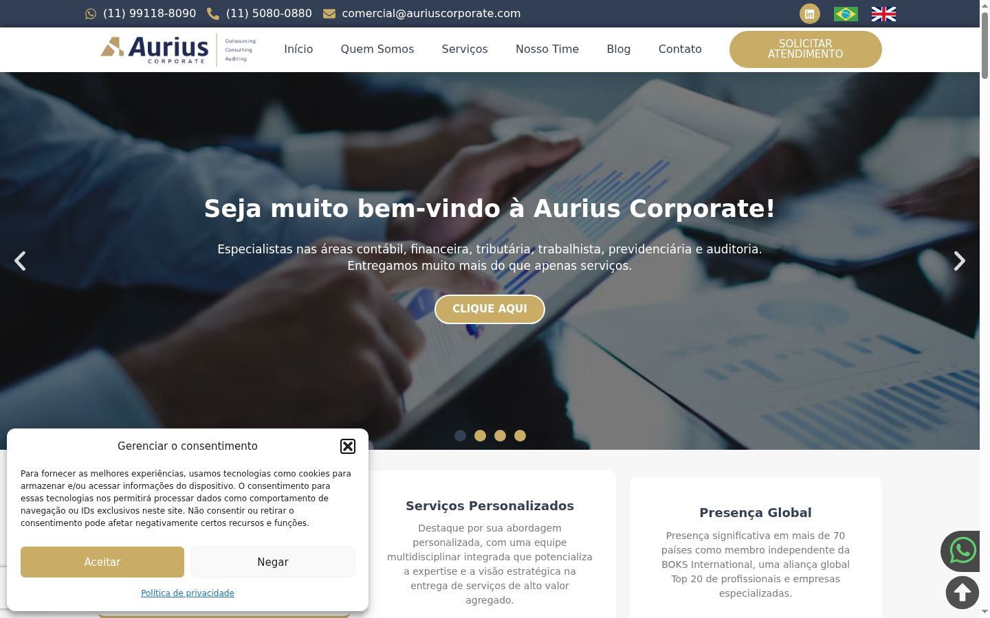 Screenshot del banner di consenso mostrato prima di qualsiasi interazione